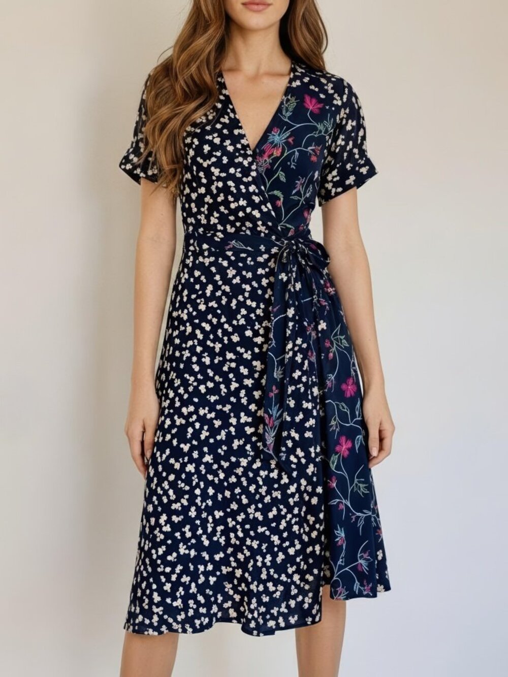 Tanya Taylor Luisa Wrap Dress Blue White Pink Floral Silk 4 - Picture 2 of 10